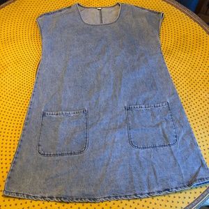 Blue cotton denim sleeveless dress